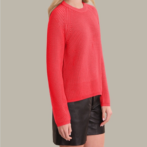 525 America Tomato Red Cotton Knit Crewneck Sweater NWT Size M - Picture 2 of 9